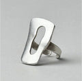 Oversized Abstract Statement Silver Ring