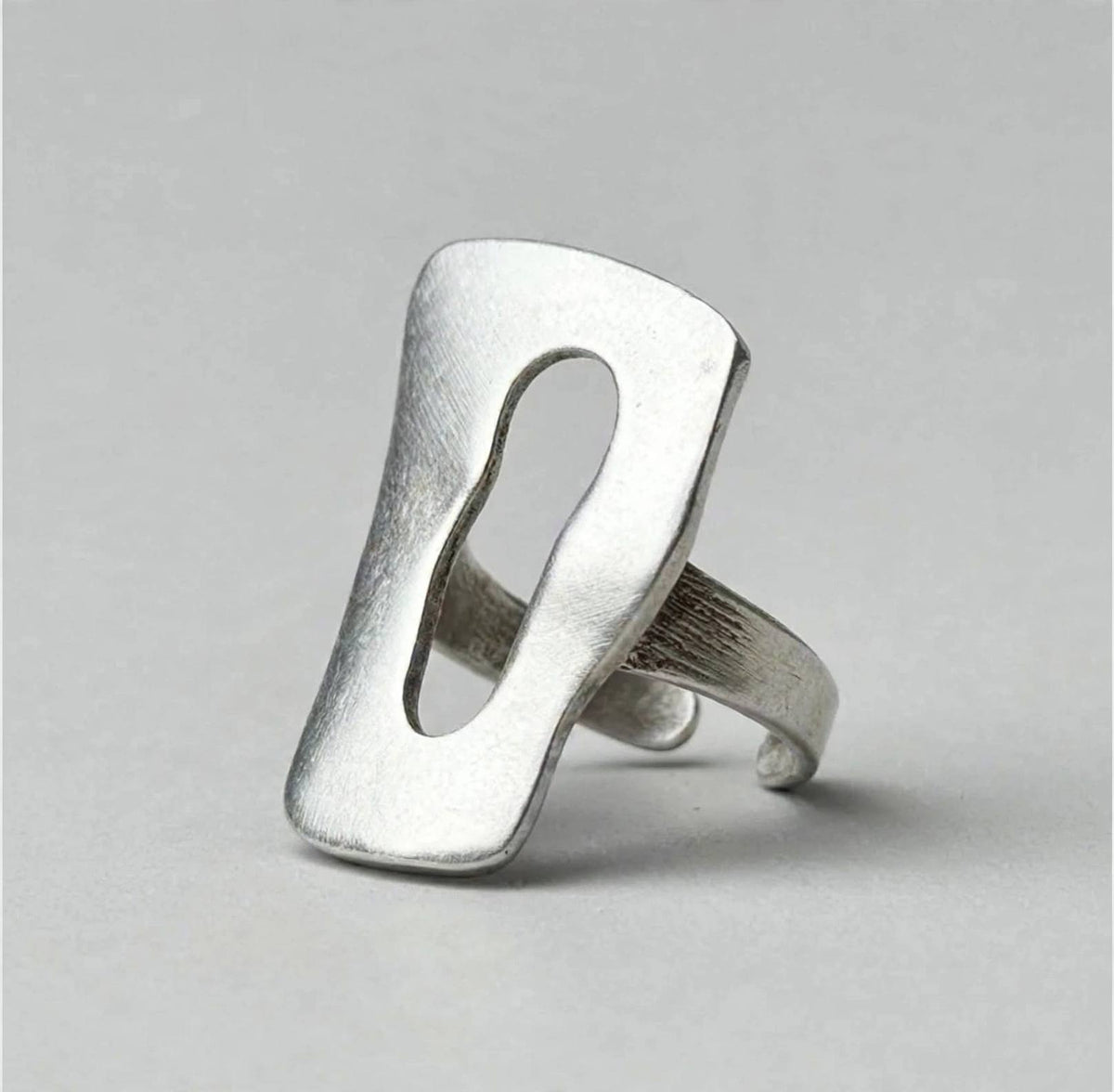 Oversized Abstract Statement Silver Ring