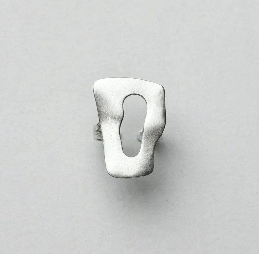 Oversized Abstract Statement Silver Ring