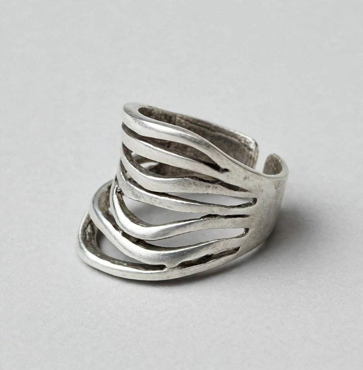 Abstract Lines Silver Ring