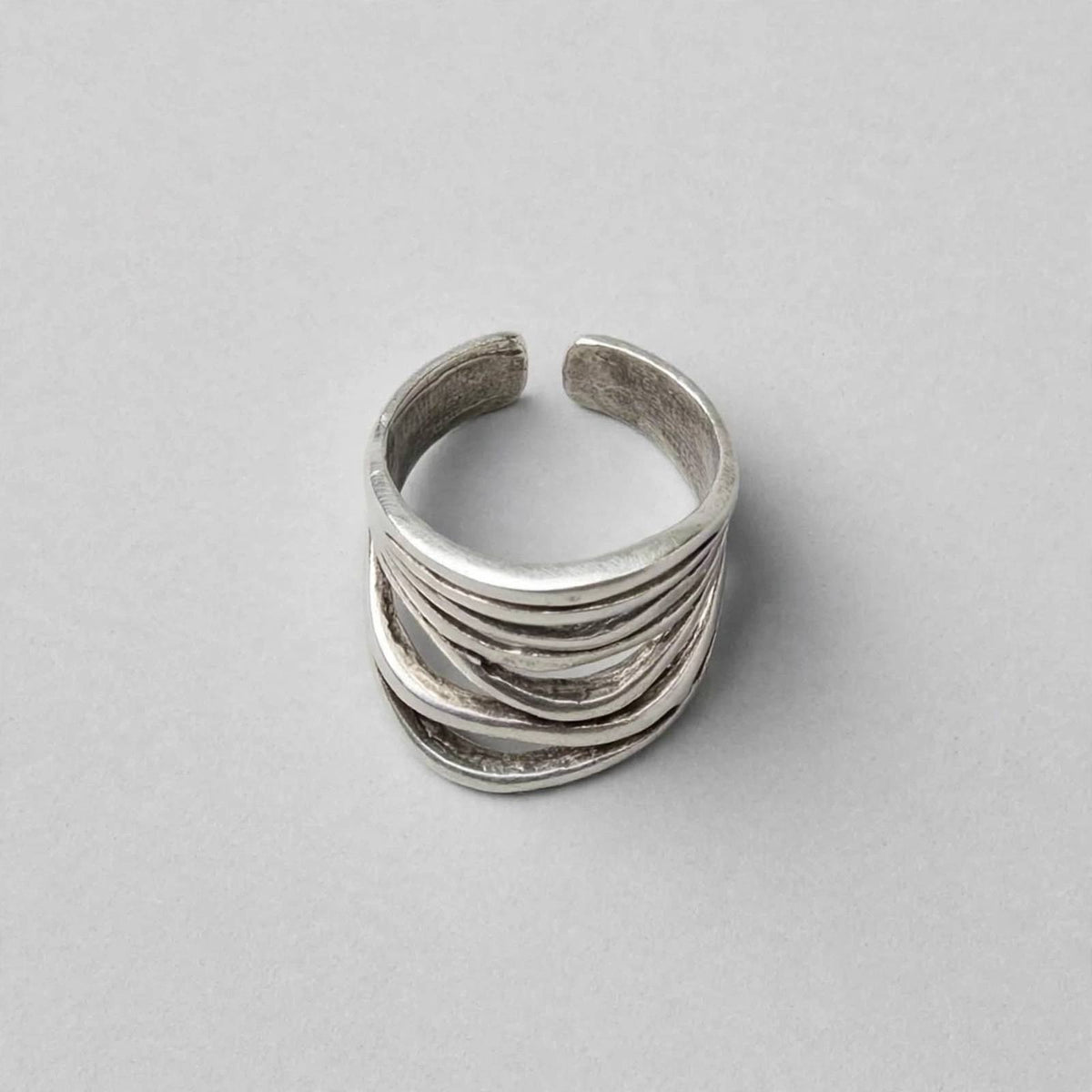 Abstract Lines Silver Ring