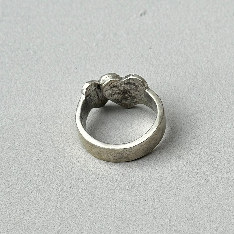 Crossed Hearts Silver Ring-1