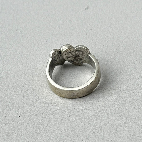 Crossed Hearts Silver Ring-1
