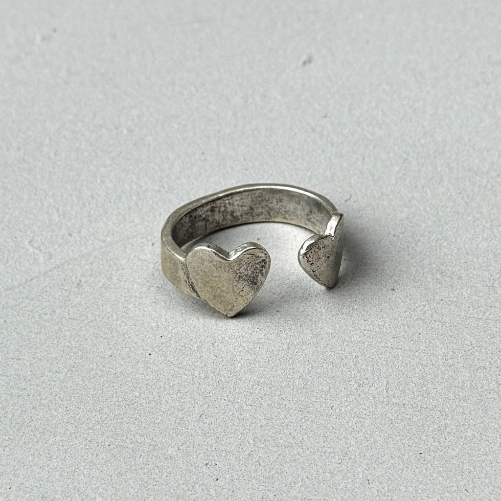 Crossed Hearts Silver Ring-2