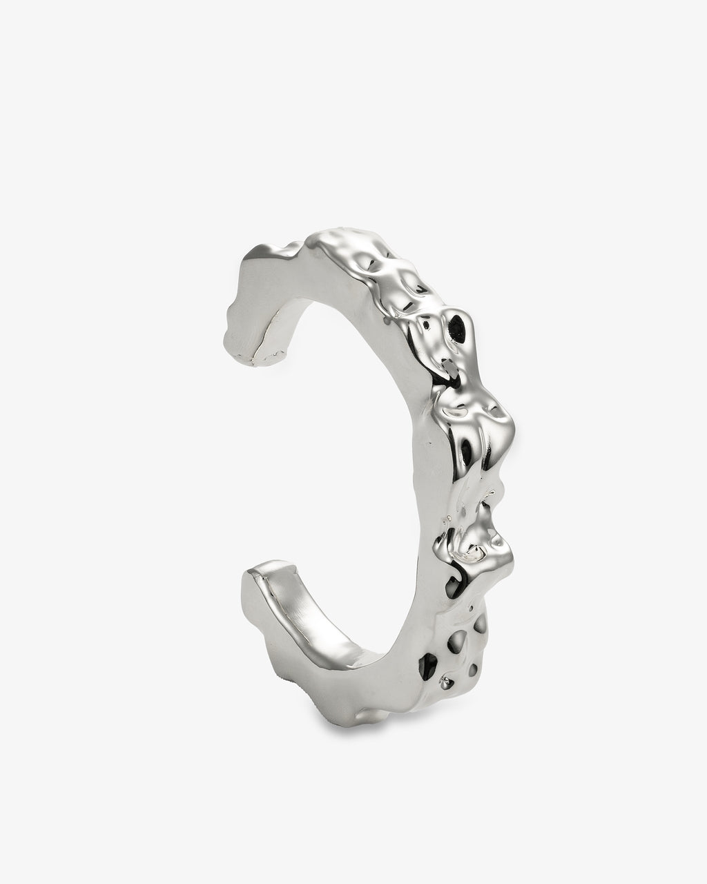 Melaniia Organic Textured Silver Open Cuff Bracelet