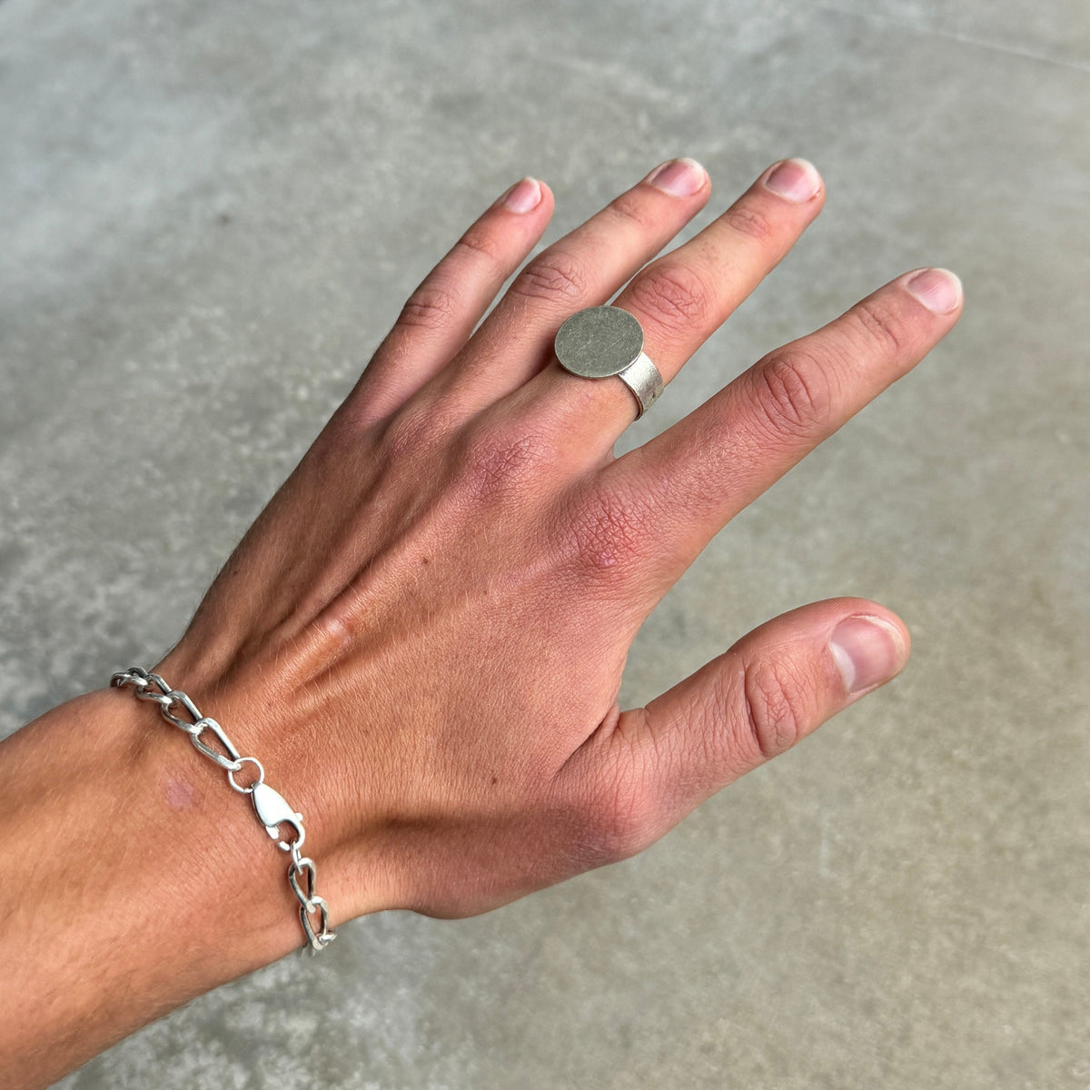 Oversized Circle Silver Ring-2